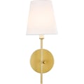 Living District Mel One Light Brass And White Shade Wall Sconce LD6004W6BR
